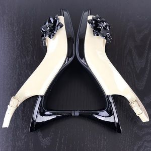 Bandolino Black Floral Nude Heels Size 8.5